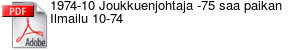 1974-10 Joukkuenjohtaja -75 saa paikan Ilmailu 10-74