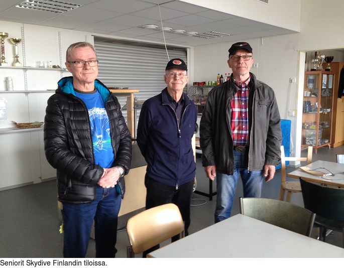 Seniorit Skydive Finlandin tiloissa.